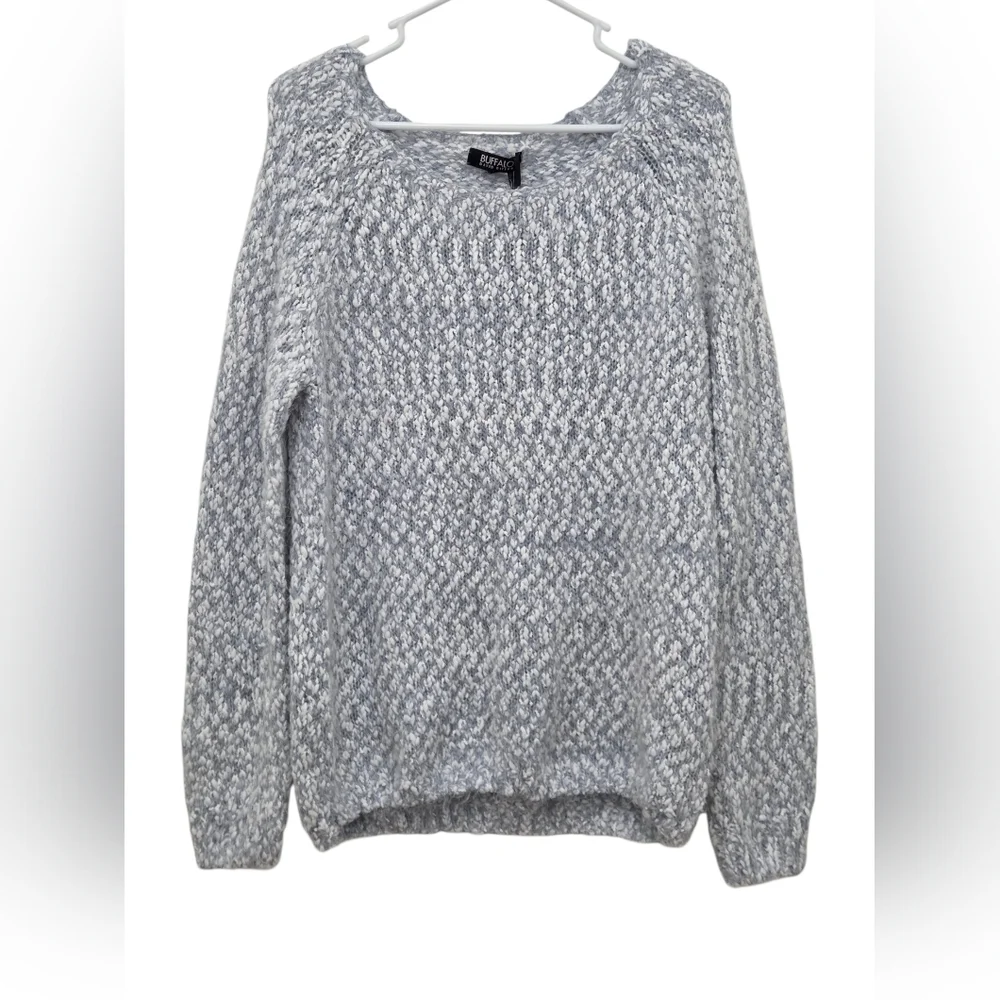 Buffalo David Bitton Blue and White Knit Acrylic Eyelash Sweater Size XL